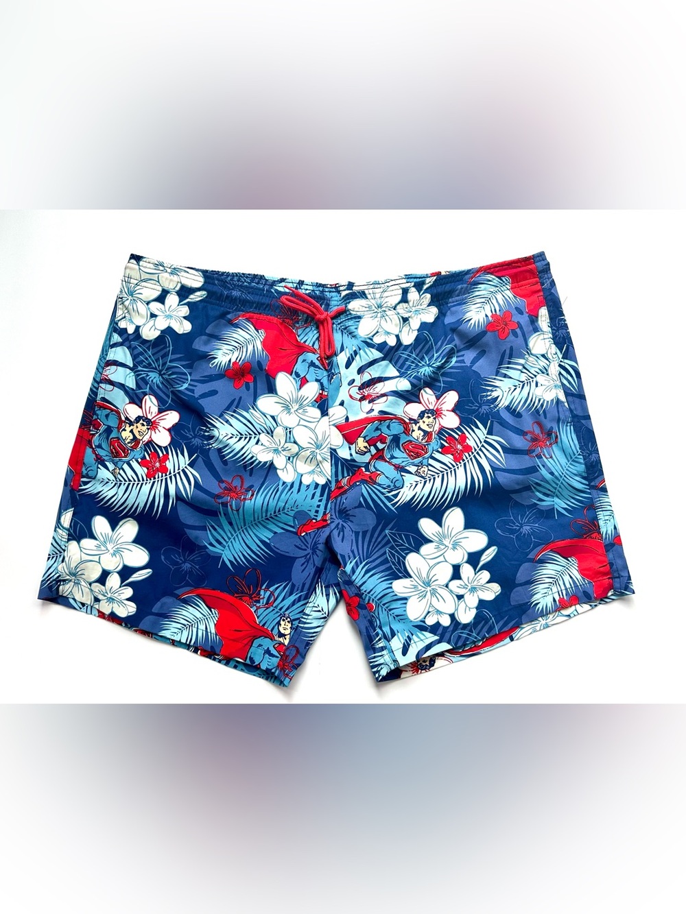 Superman Hawaiian Floral Swim Trunks NWT 2XL